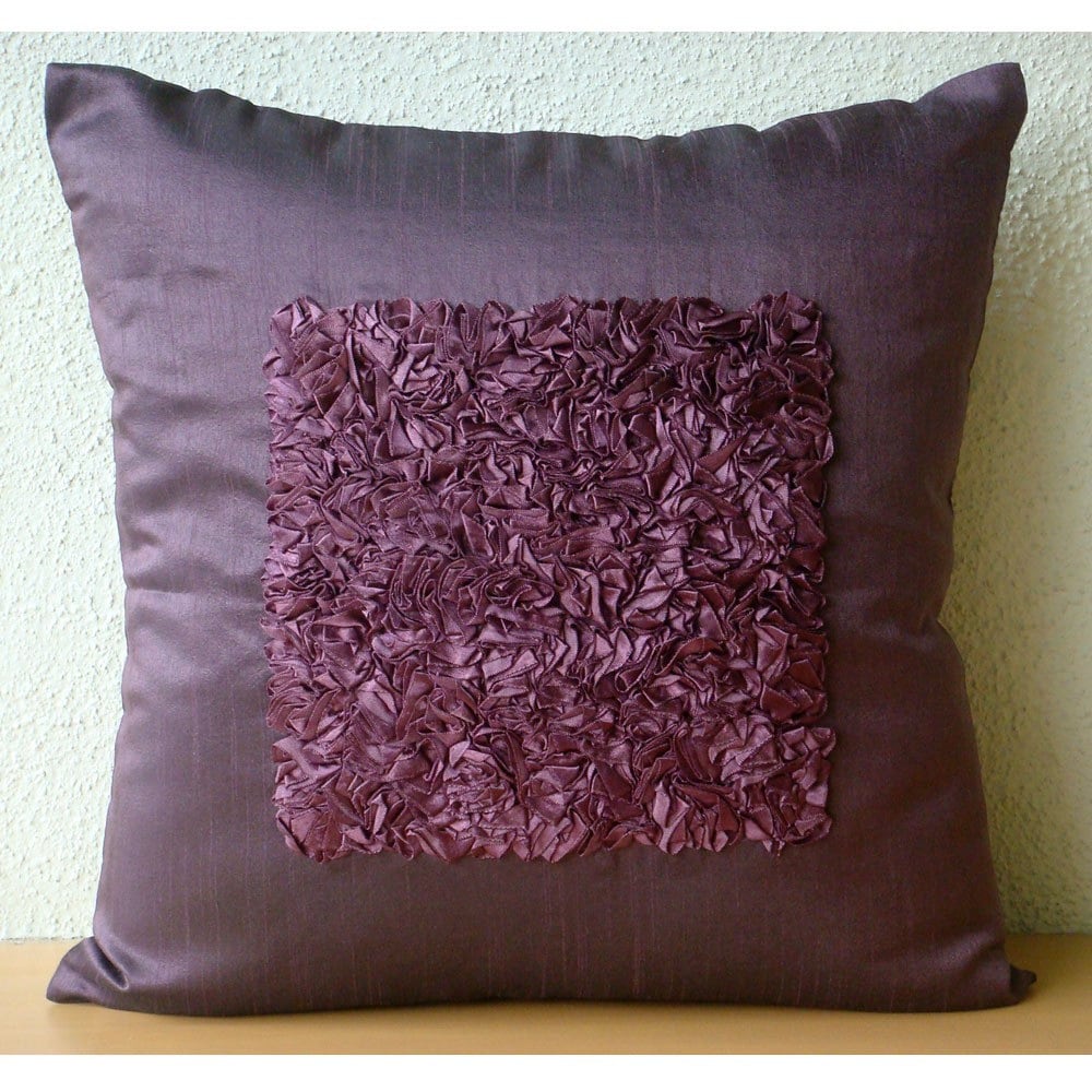 Designer Plum Throw Pillow Covers 16x16 Silk