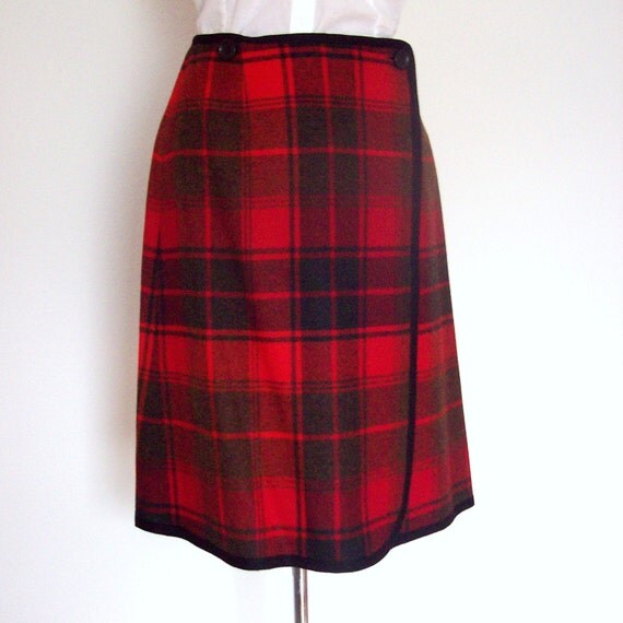 SALE Plaid Pendleton Wool Wrap Skirt by rulala on Etsy