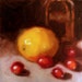 Reserved for Jill - Lemon and Cranberries 6 x 6 Original Daily Oil Painting