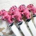 LAST ONE- Pink Circus Elephants, Tall Vintage Plastic Soda Fountain Spoons, A Set of Six