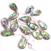 So Hot Long Pear Aurora Borealis GLOWING Doublet Abalone Rock Crystal Briolette QTY2