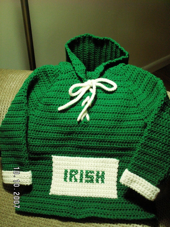 Irish Sweater Handcrocheted for Infant Toddler or Child