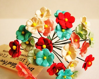 Candy Mix bunch Double Forget me nots Vintage style Millinery Flower Bouquet