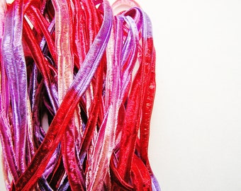 Red Rose and Lavender pearl herringbone shimmer ribbon woven trim - elegant and silky embellishment craft wrap wedding supply - 5 yards