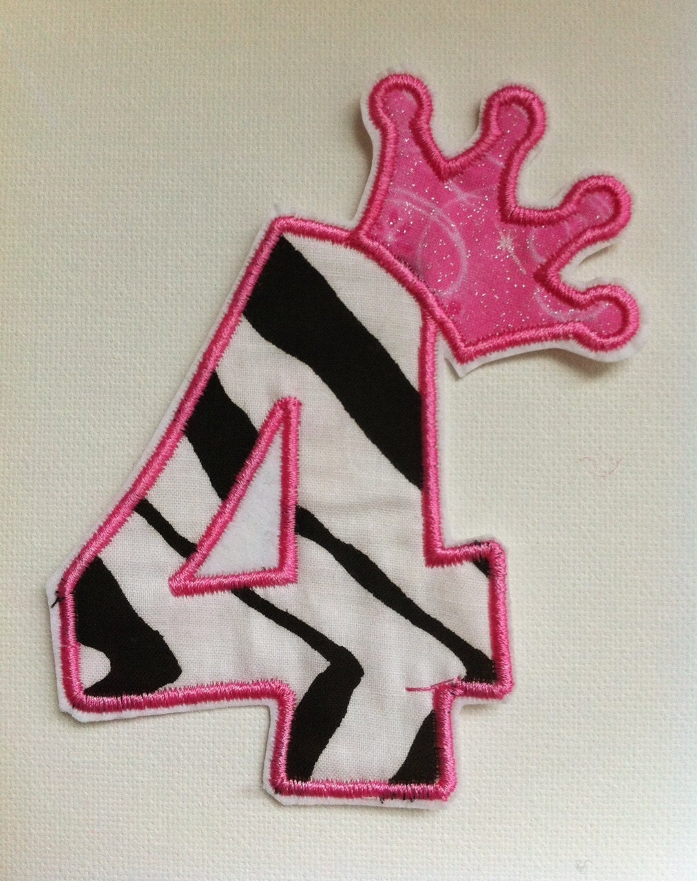 birthday number 4 with crown diy iron on applique diva style