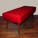 Retro Vintage Bright Atomic Red Leather Like Barcelona Bench Seat