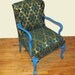 Azure Loden Vintage Hollywood Regency Damask Wingback chair (Hold for bdesrochers until 11/30)