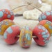 Lampwork Beads - Handmade Glass Beads - Etched Orange Yellow & Turquoise