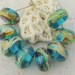 Lampwork Beads - Handmade Glass Beads - Aqua & Tan