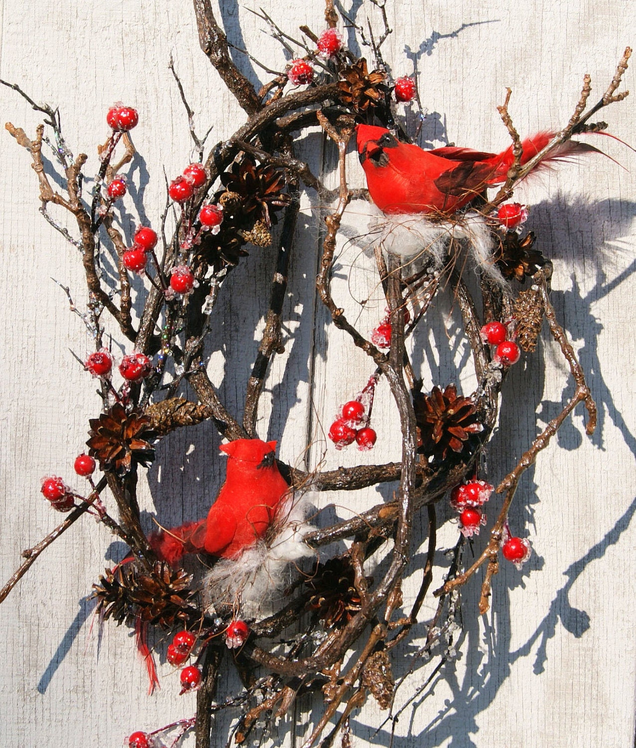 Christmas Wreath Winter Cardinal Wreath ICED CRANBERRY SPARKLE