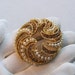Big Vintage Pin / BSK / Swirling Pearls & Champagne Rhinestones