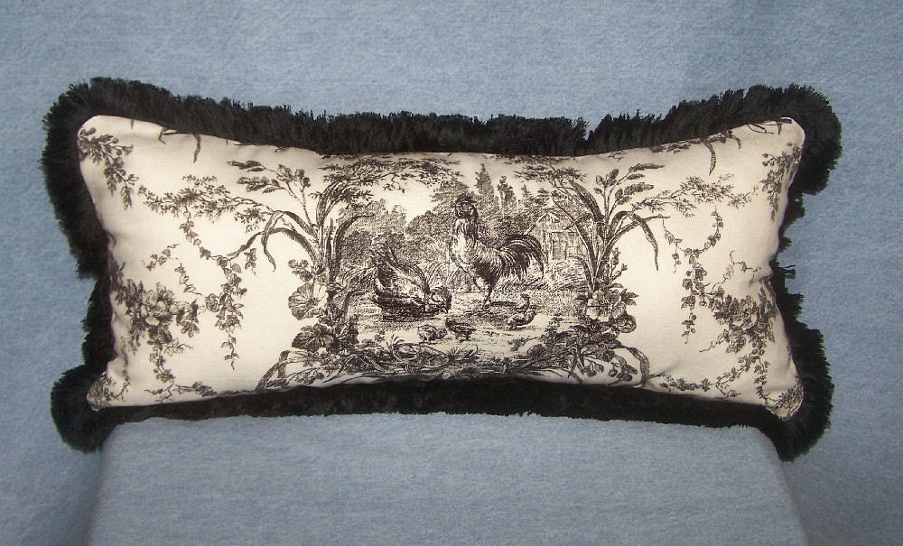 Black and White Toile lumbar pillow