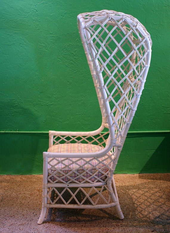 Vintage Hollywood Regency Rattan Bonnet Chair