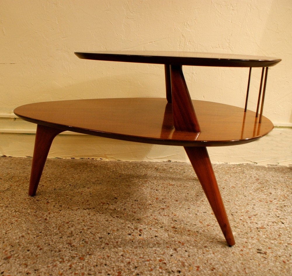 Vintage Danish Mid Century Modern Atomic Two Tier Table