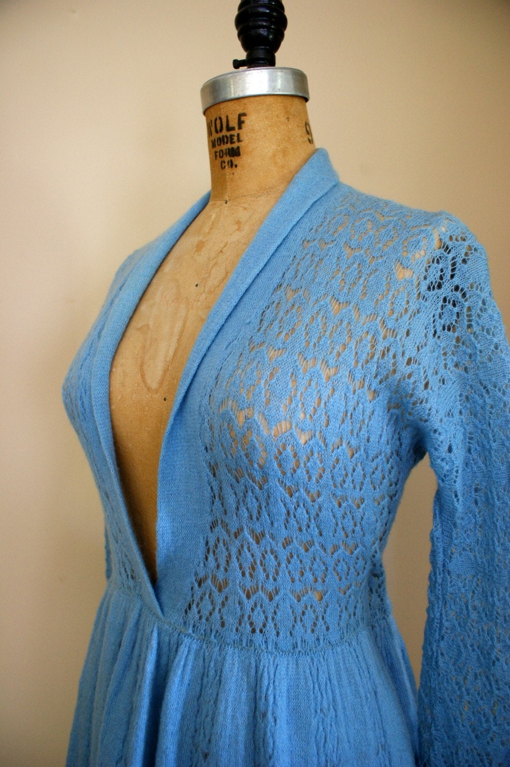 Vintage Powder Blue Knit Sweater Dress French by TheModernHistoric