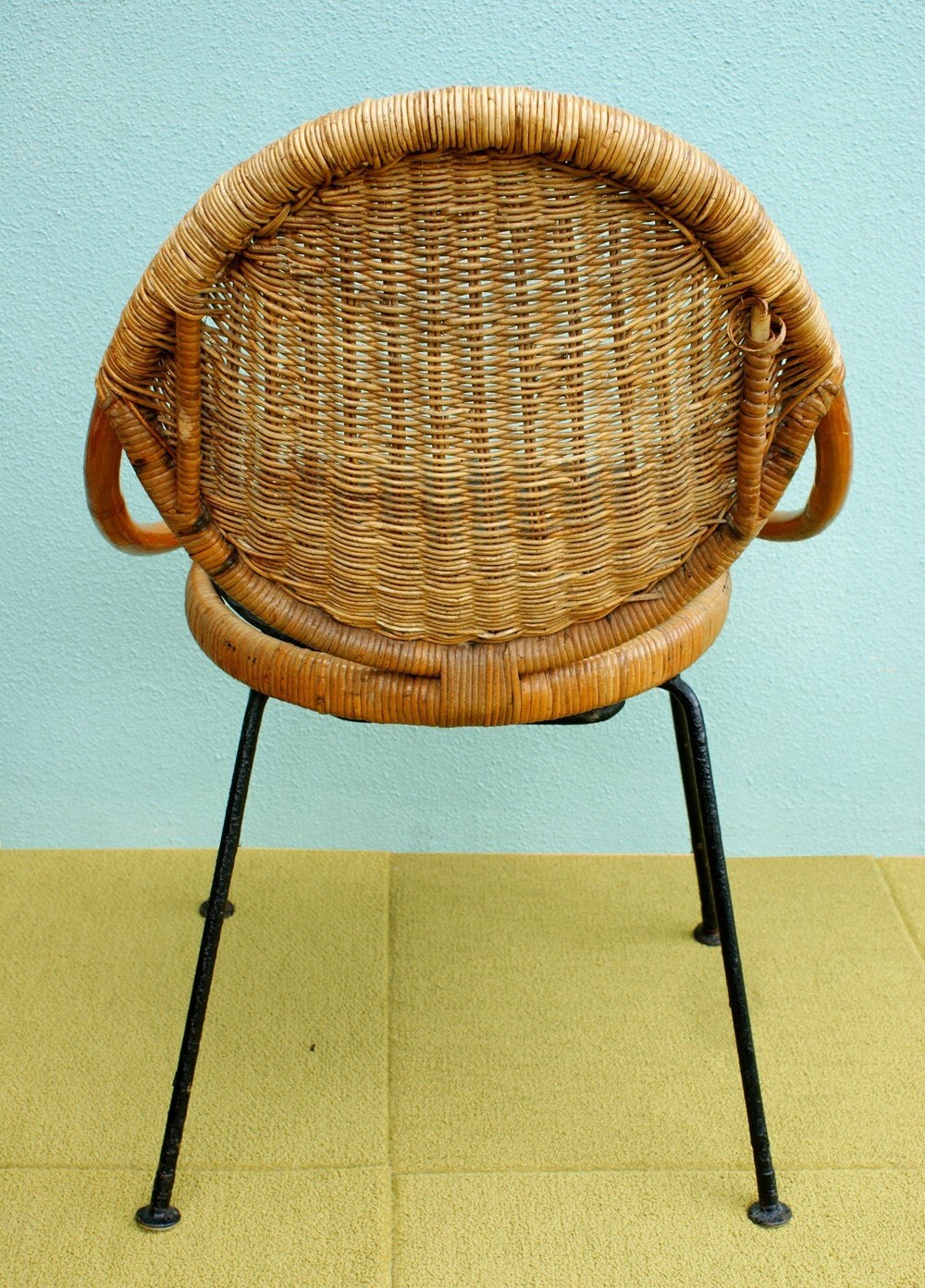 Vintage Mid Century Modern Salterini Rattan Egg Chairs set of