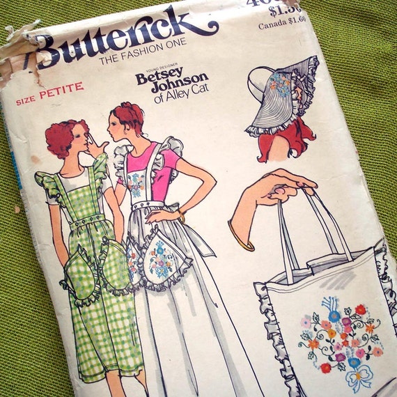 1970s Betsey Johnson Alley Cat Apron Butterick 4090 8821