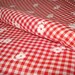 Vintage FLOCKED Gingham FLORAL Yardage - Red Checked / 1.5 yards