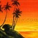 Glow Of Paradise Original Oil Painting ACEO Art Artwork Beach Tiki Hut Shack Palm Tree Island Sunset Hawaiian Hawaii Tahiti Samoa