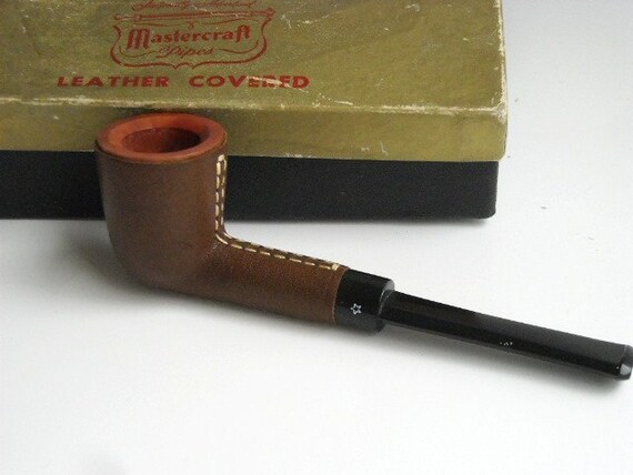 vintage leather covered smoking pipe