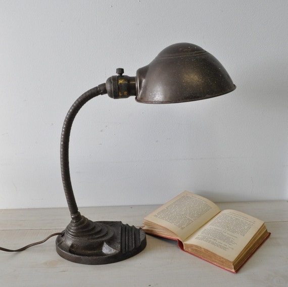 Vintage Industrial Gooseneck Desk Lamp Cast Iron by ...