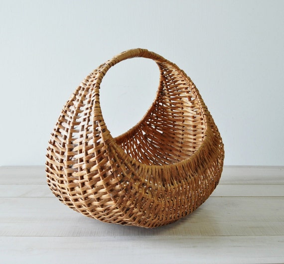 Vintage French woven Gondola BASKET 1950s home