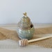 hand thrown sculpted clay honey bee pot