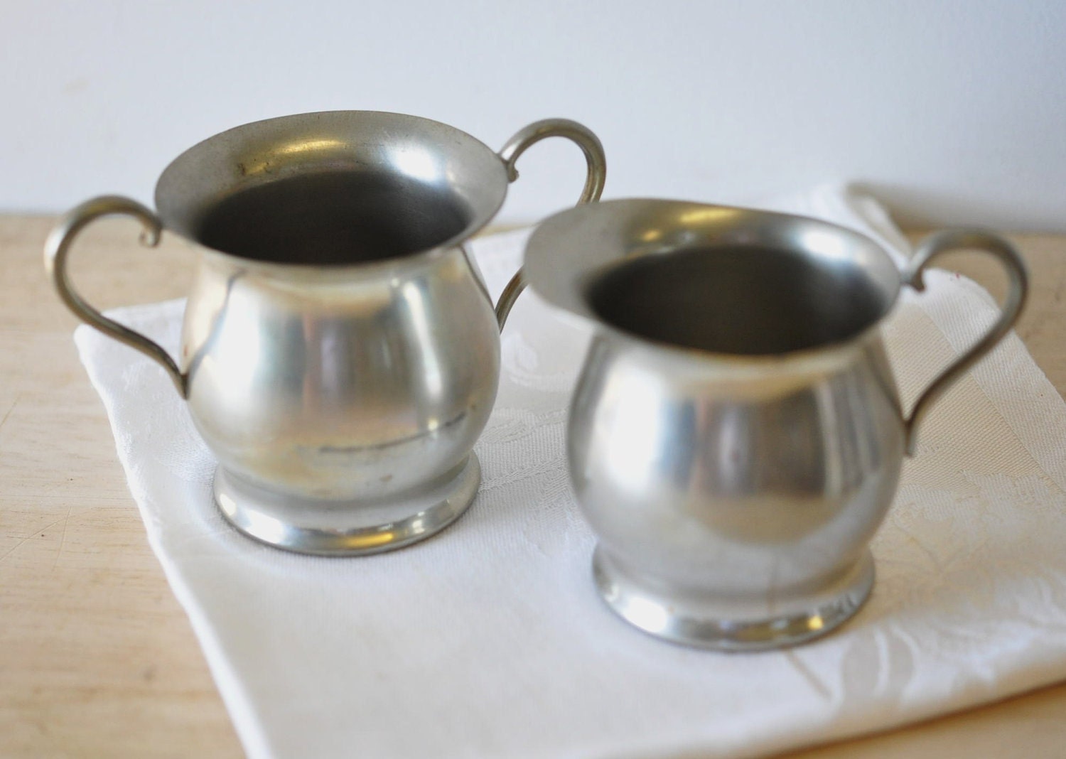vintage PEWTER Sugar and Creamer Set