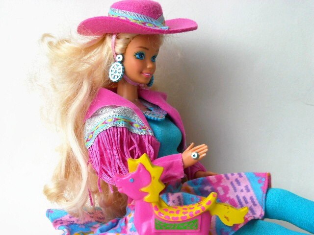 vintage 1980 cowgirl barbie with horse