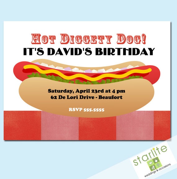 Hot Dog Birthday Invitations 1