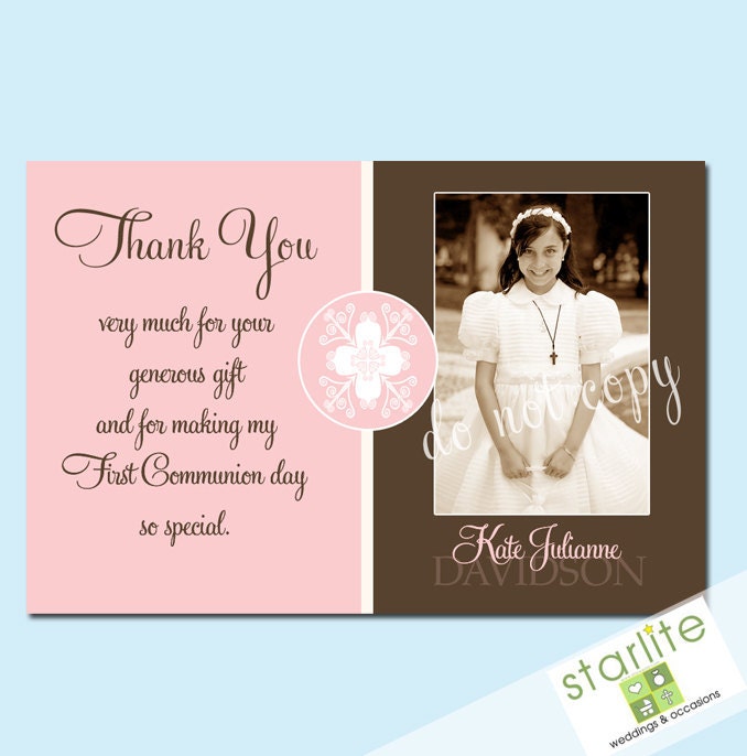 First Communion Thank You Card Girl Photo Card by starwedd