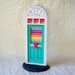 Fairy Door in aqua, with architectural detail and handmade heart