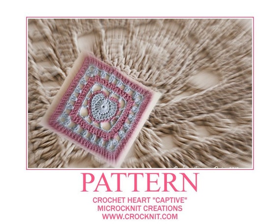 captive crochet pattern heart granny square Crochet pdf Heart Instant PATTERN sizes 3 CAPTIVE
