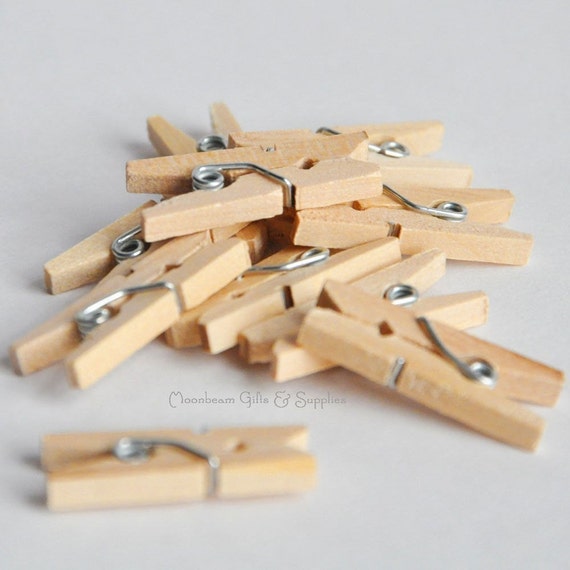Wood Clothes Pins Small 13/4 Natural Wooden by moonbeamgifts