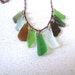 Sea-Glass-necklace, multiple-colors on an oxidized copper chain