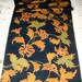 Vintage Japanese Kimono Silk Flowing Autumn Oriental Scrolling Leaves and Flowers 60ins long