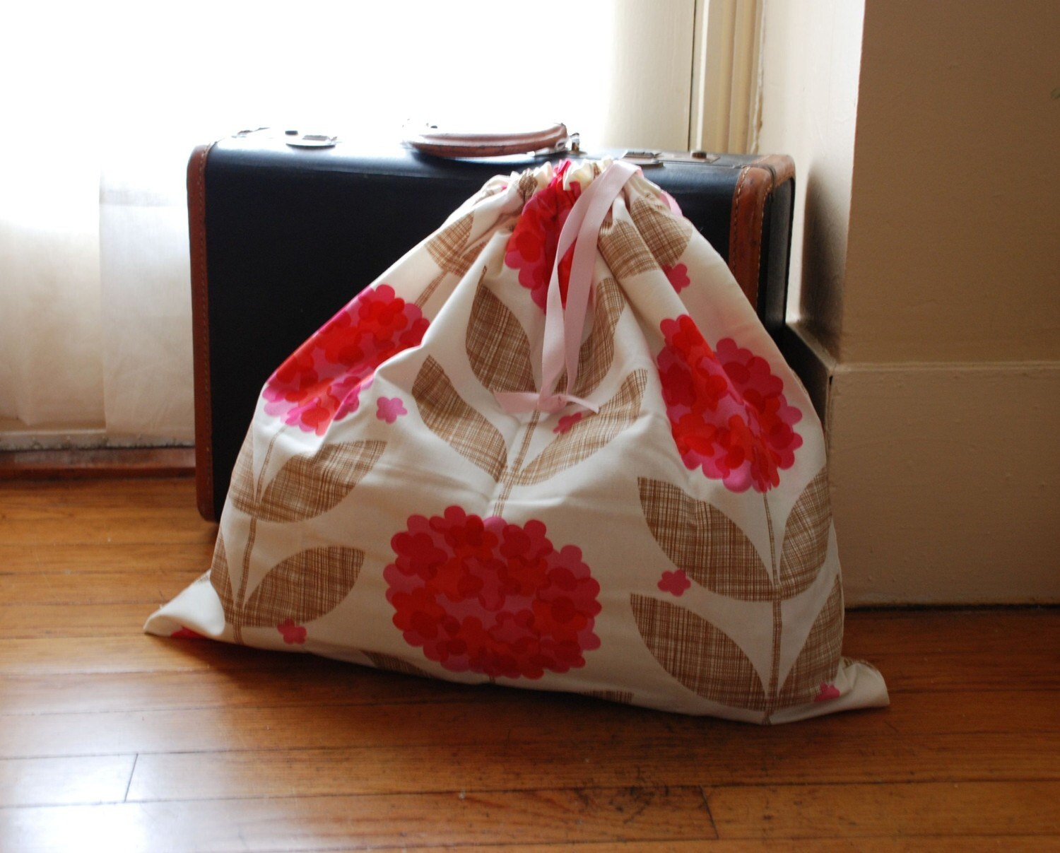 Travel Laundry Bag in Orla Kiely inspired fabric
