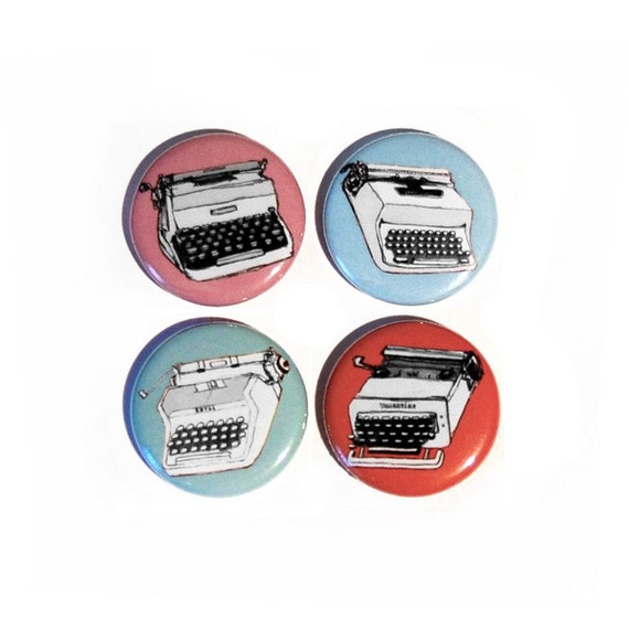 Items Similar To Typewriter Pinback Button Badges On Etsy