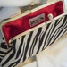 Zebra Clutch - Brown - Cream - Gold - Red - Satin Clutch - PHOTO SAMPLE CLUTCH - reduced price - sale clutch - party clutch - prom clutch