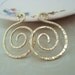 Hand Hammered Gold Swirl Earrings, Gold Spiral Earrings, Sparkle, Under 30