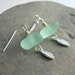 Sea Glass Earrings, Green Sea Foam, Sterling Silver Leaf Earrings