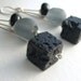 Black Lava Earrings, Grey Recycled Glass, Square Eco Friendly Jewelry