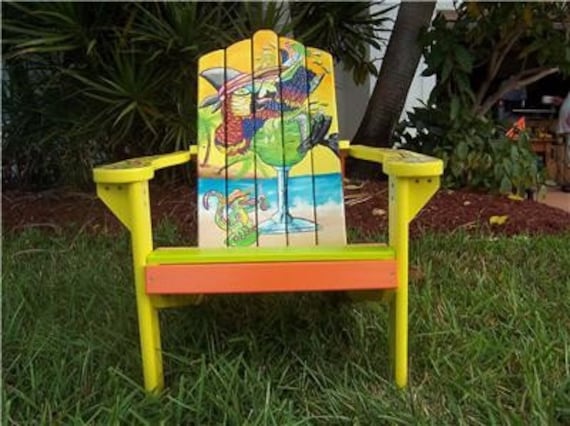 Tropical Parrot Margarita Gecko Margaritaville Style Adirondack Chair