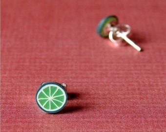 Miniature Fruit Slice Earrings - Lively Lime Studs
