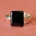 Chic Black Glass Adjustable Ring - Simply Square in Pitch Black