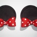 MINNIE MOUSE BOW EARS on hair clips...Custom Sewn...dOuBle bow style...size LARGE...YOU PICK HER BOW COLOR