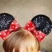 Minnie Mouse Ear Hair Clips...With Bows...Sequin Glamour Minnie Mouse...Size Small...You Pick Bow Color...Small, Large Available