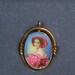 Vintage NOS Spanish Lady Pink Polka Dot Dress Oval Pin Brooch Earrings 12k GF Set