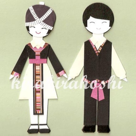 HMONG BOY and GIRL Paper Doll Card Topper Set of 2