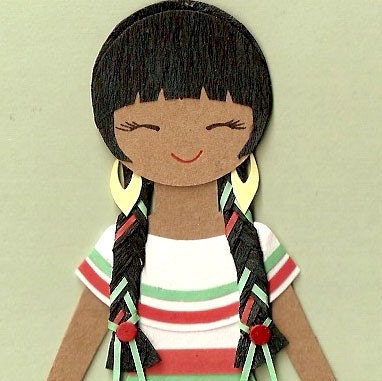 MEXICAN GIRL PAPER DOLL CARD TOPPER SET OF 2
